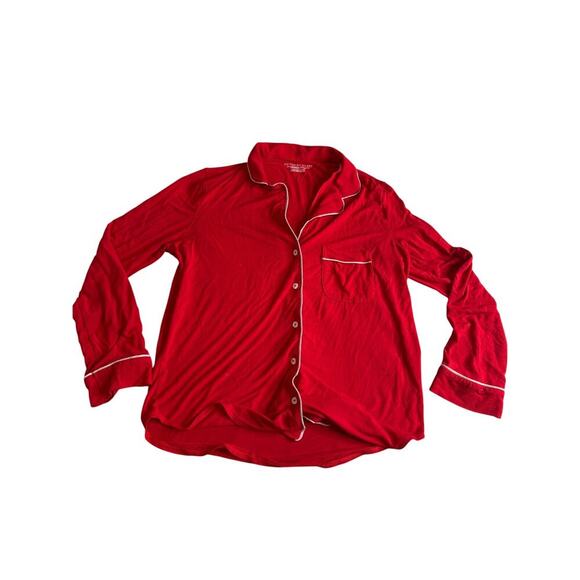 Victoria Secret Red Long Sleeve Button Up Sleep Top XS - Picture 2 of 5